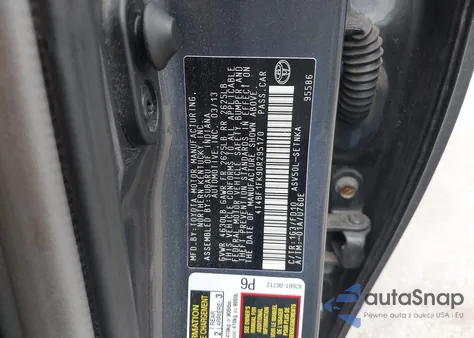 2013 Toyota Camry L/Se/Le/Xle z USA, uszkodzony, nr VIN 4T4BF1FK9DR295170